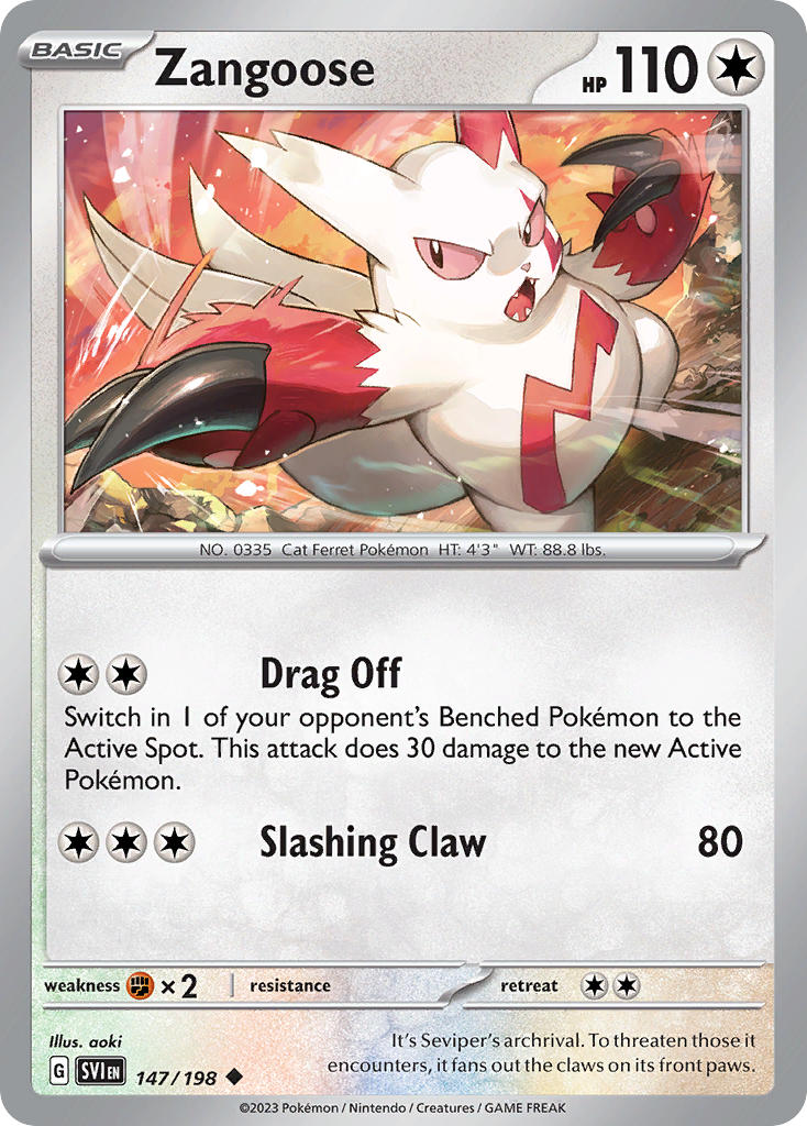 (147/198) Pokemon TCG Scarlet & Violet Single: Zangoose   Uncommon