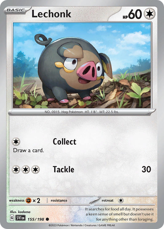 (155/198) Pokemon TCG Scarlet & Violet Single: Lechonk   Common
