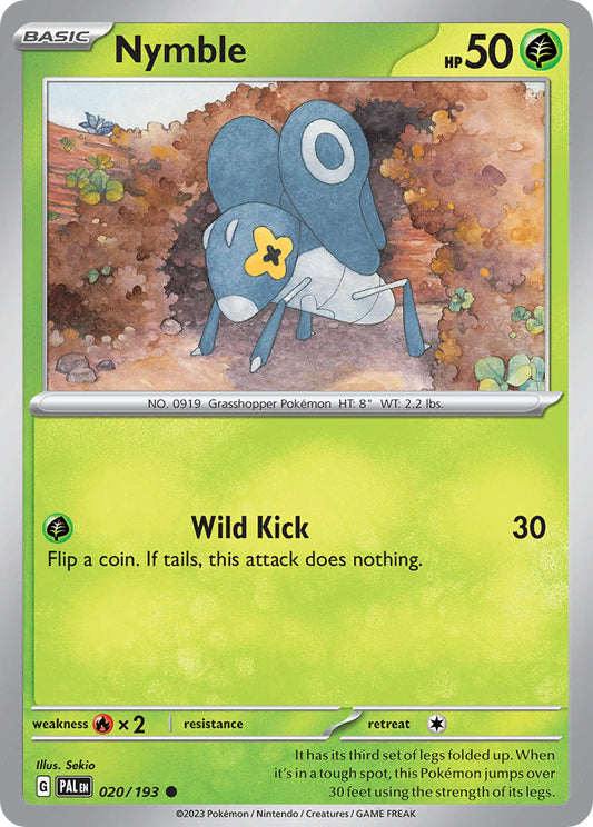 Pokemon TCG Paldea Evolved Single: Nymble  Non-Holo (020/193)