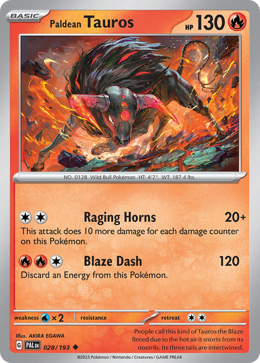 Pokemon TCG Paldea Evolved Single: Paldean Tauros  Non-Holo (028/193)