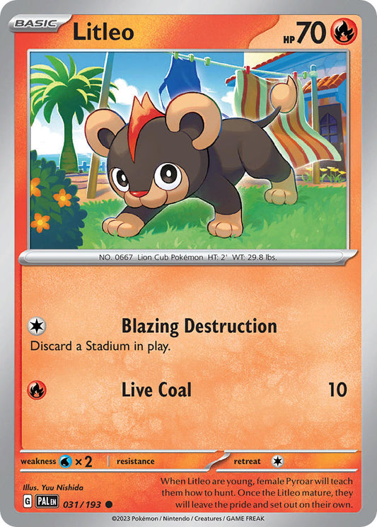 Pokemon TCG Paldea Evolved Single: Litleo  Reverse Holo (031/193)