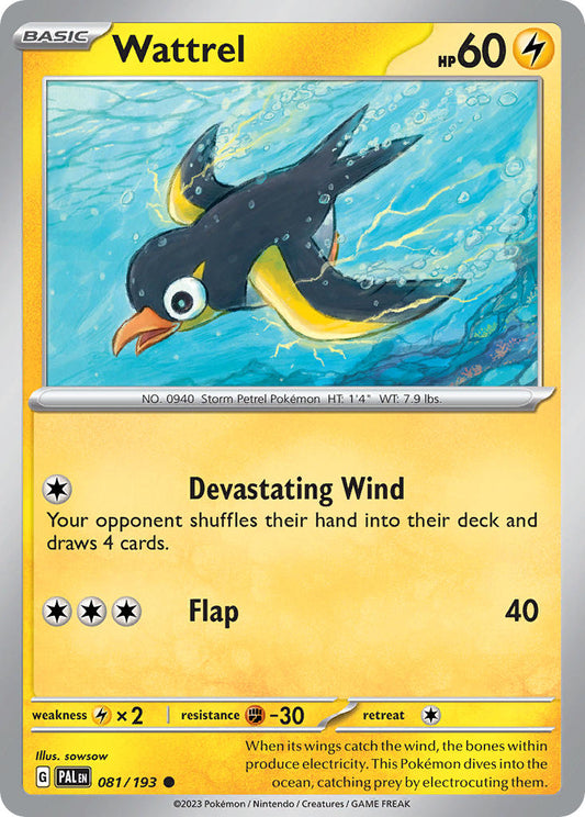 Pokemon TCG Paldea Evolved Single: Wattrel  Reverse Holo (081/193)