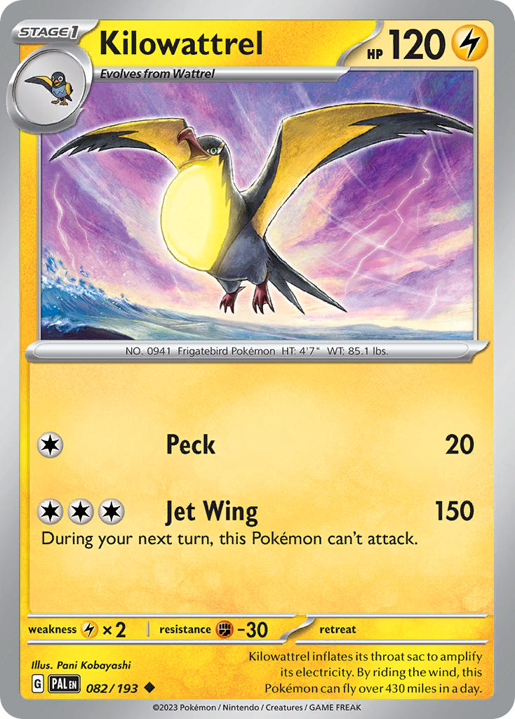 Pokemon TCG Paldea Evolved Single: Kilowattrel  Non-Holo (082/193)