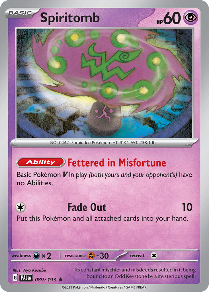 Pokemon TCG Paldea Evolved Single: Spiritomb  Reverse Holo (089/193)