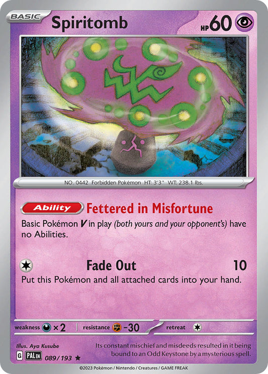 Pokemon TCG Paldea Evolved Single: Spiritomb  Reverse Holo (089/193)