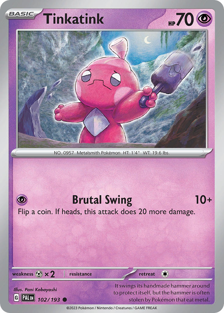 Pokemon TCG Paldea Evolved Single: Tinkatink  Reverse Holo (102/193)