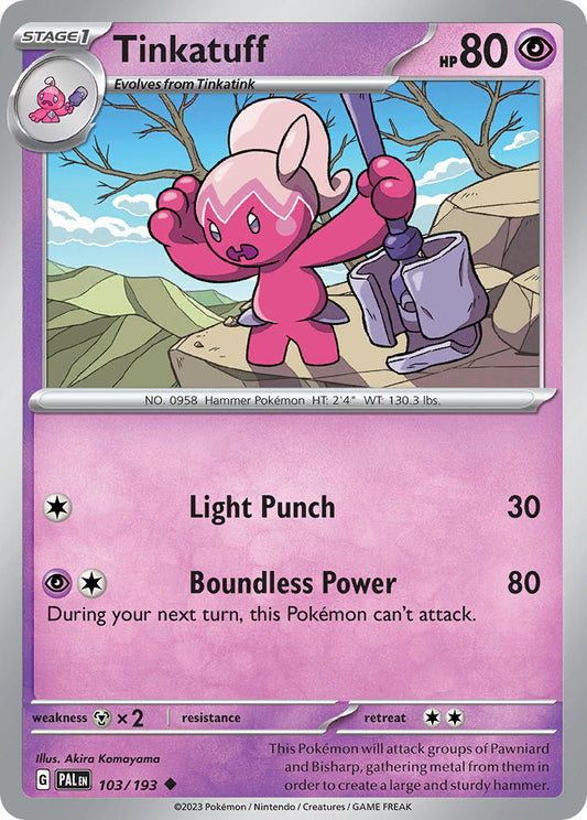 Pokemon TCG Paldea Evolved Single: Tinkatuff  Reverse Holo (103/193)