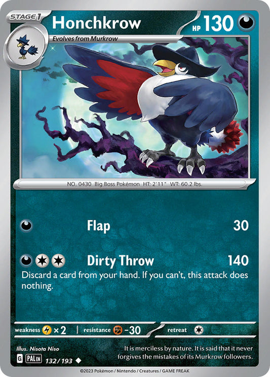 Pokemon TCG Paldea Evolved Single: Honchkrow  Non-Holo (132/193)