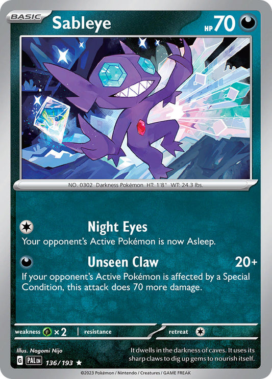 Pokemon TCG Paldea Evolved Single: Sableye  Reverse Holo (136/193)