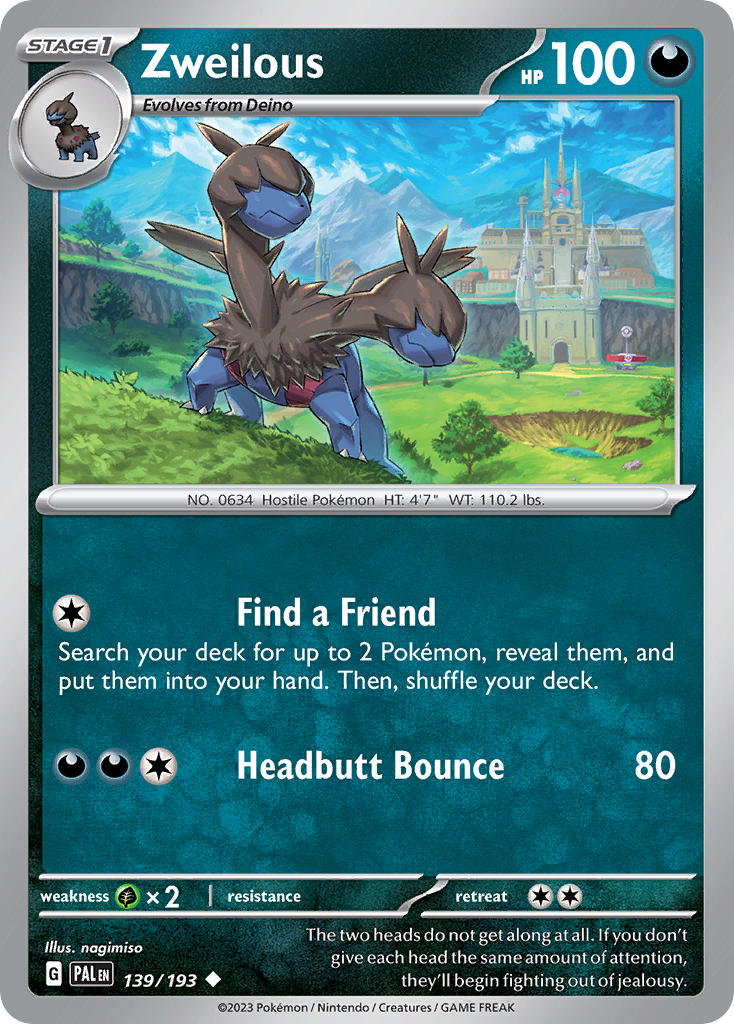 Pokemon TCG Paldea Evolved Single: Zweilous  Reverse Holo (139/193)