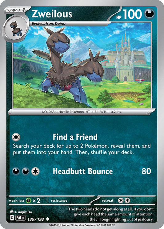 Pokemon TCG Paldea Evolved Single: Zweilous  Reverse Holo (139/193)