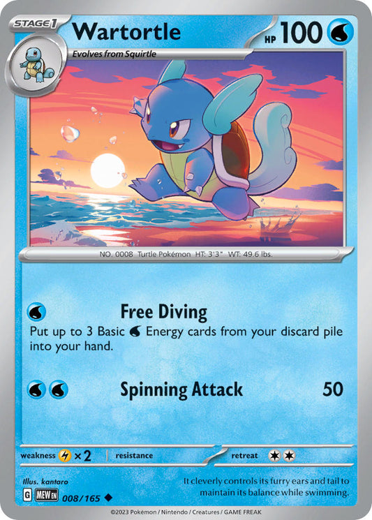 (008/165) Pokemon TCG 151 Single: Wartortle  Reverse Holo Uncommon