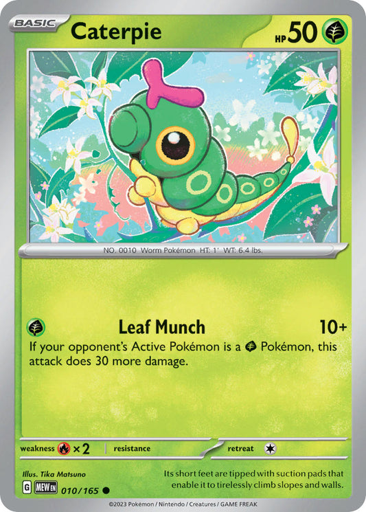 (010/165) Pokemon TCG 151 Single: Caterpie  Reverse Holo Common