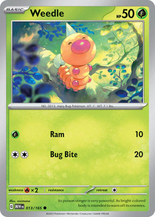 (013/165) Pokemon TCG 151 Single: Weedle  Reverse Holo Common