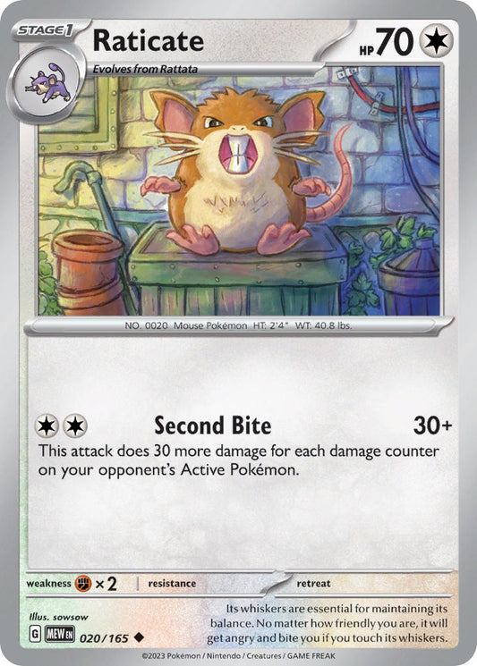 (020/165) Pokemon TCG 151 Single: Raticate   Uncommon