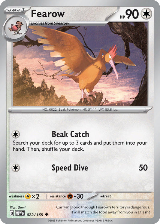 (022/165) Pokemon TCG 151 Single: Fearow   Uncommon