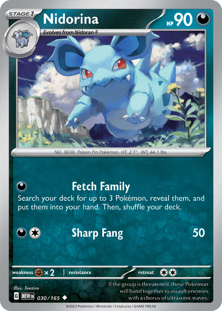 (030/165) Pokemon TCG 151 Single: Nidorina   Uncommon