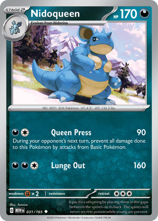 (031/165) Pokemon TCG 151 Single: Nidoqueen  Reverse Holo Uncommon