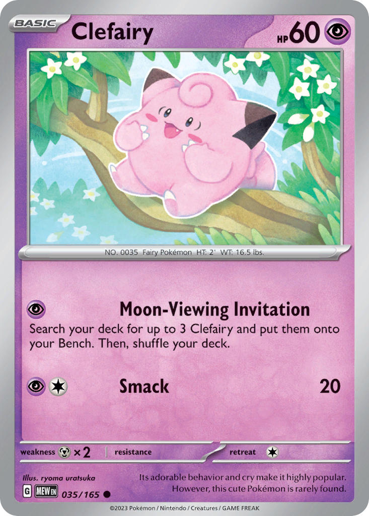 (035/165) Pokemon TCG 151 Single: Clefairy  Reverse Holo Common