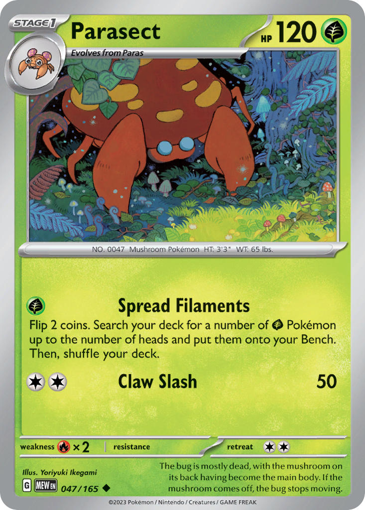 (047/165) Pokemon TCG 151 Single: Parasect   Uncommon