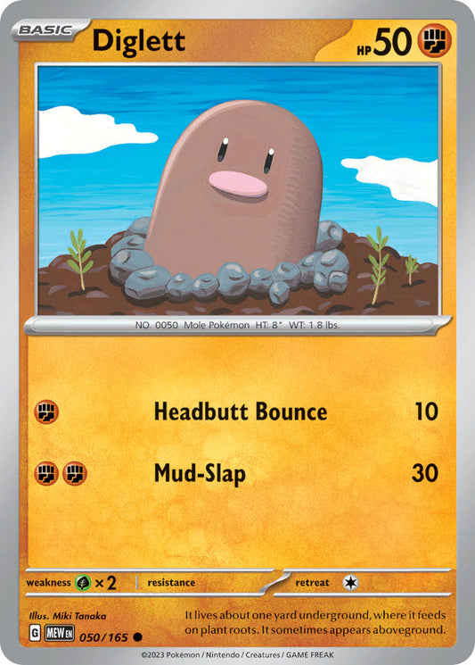 (050/165) Pokemon TCG 151 Single: Diglett   Common