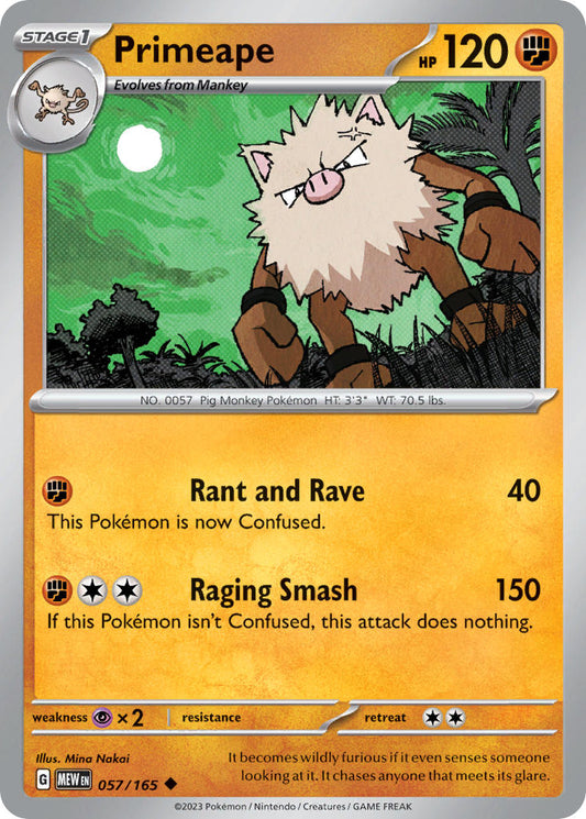 (057/165) Pokemon TCG 151 Single: Primeape   Uncommon