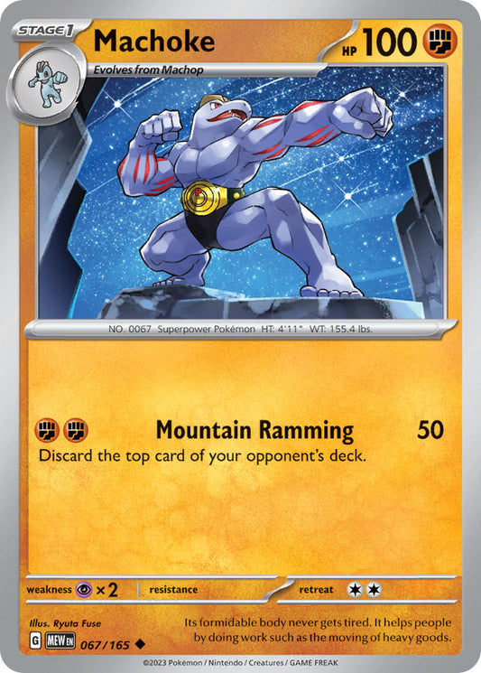 (067/165) Pokemon TCG 151 Single: Machoke  Reverse Holo Uncommon