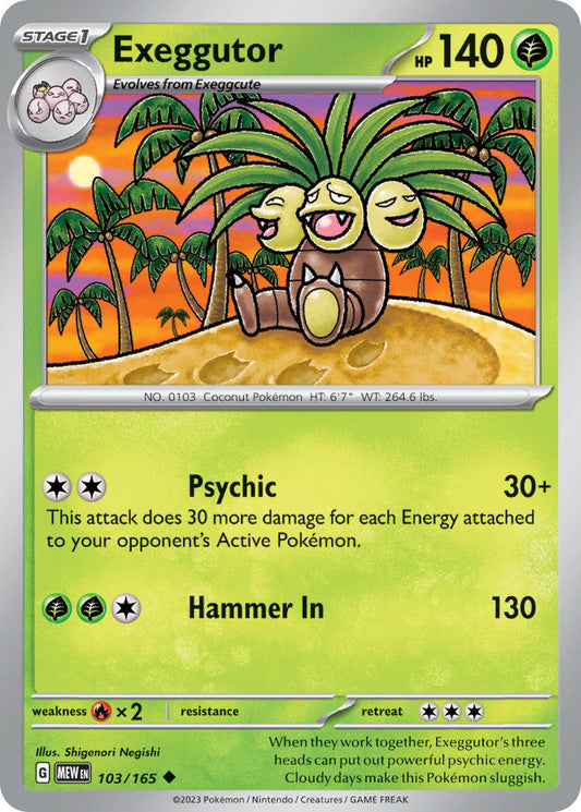 (103/165) Pokemon TCG 151 Single: Exeggutor  Reverse Holo Uncommon