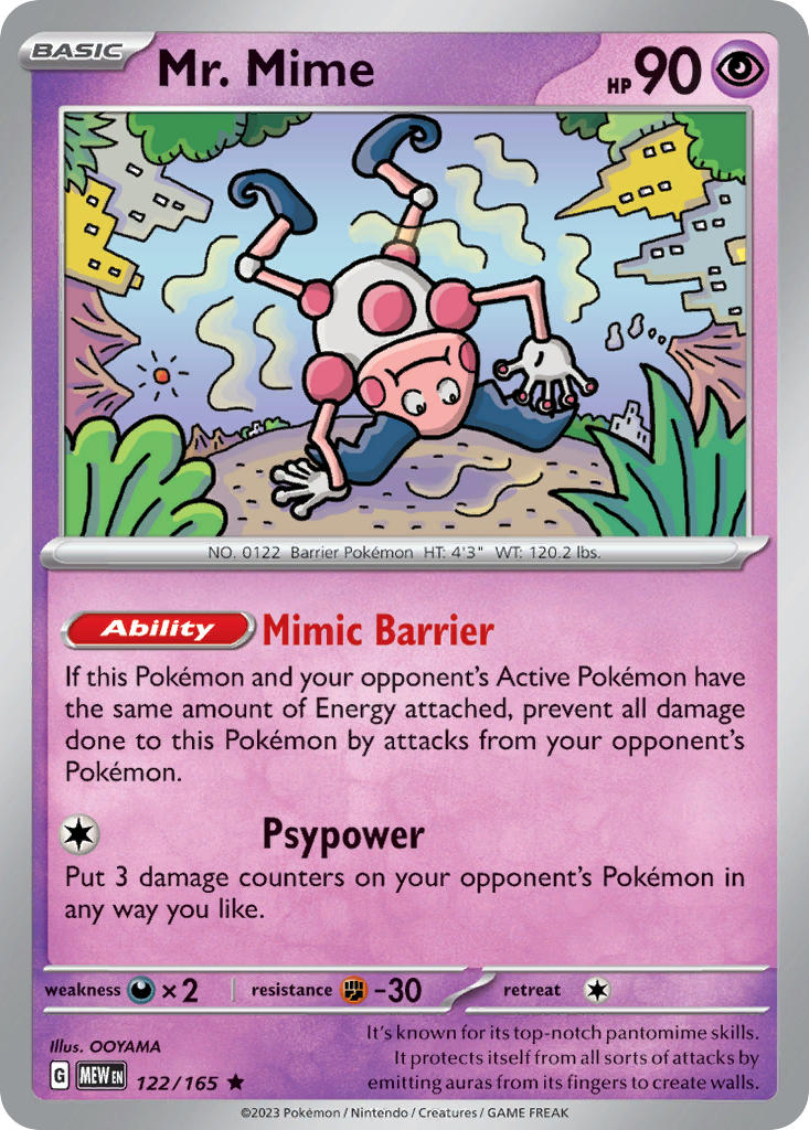 (122/165) Pokemon TCG 151 Single: Mr. Mime  Reverse Holo Rare