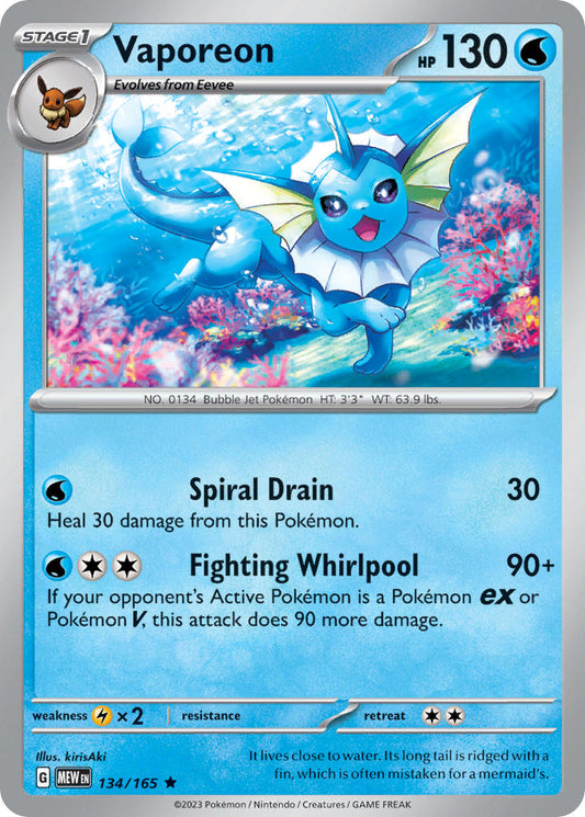 (134/165) Pokemon TCG 151 Single: Vaporeon   Rare