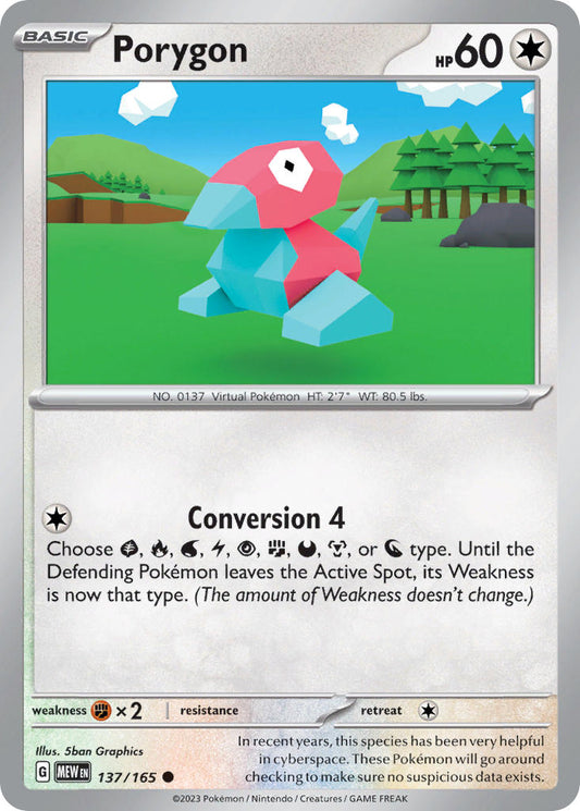 (137/165) Pokemon TCG 151 Single: Porygon  Reverse Holo Common