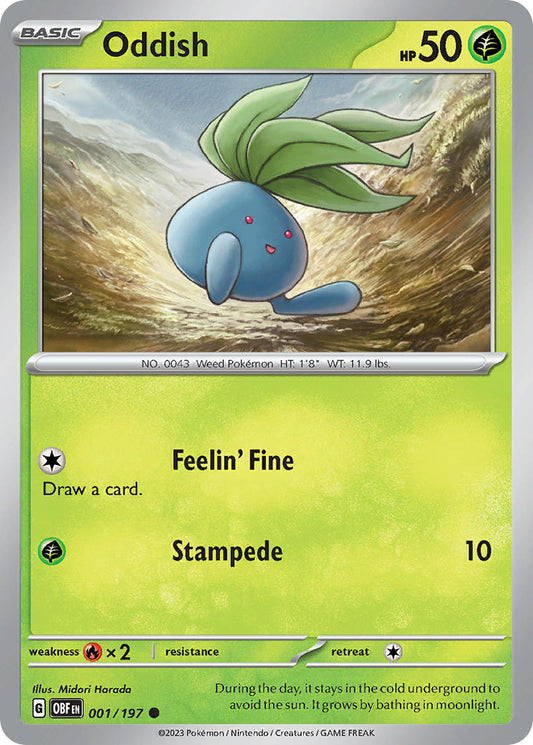 (001/197) Pokemon TCG Obsidian Flames Single: Oddish  Reverse Holo Common