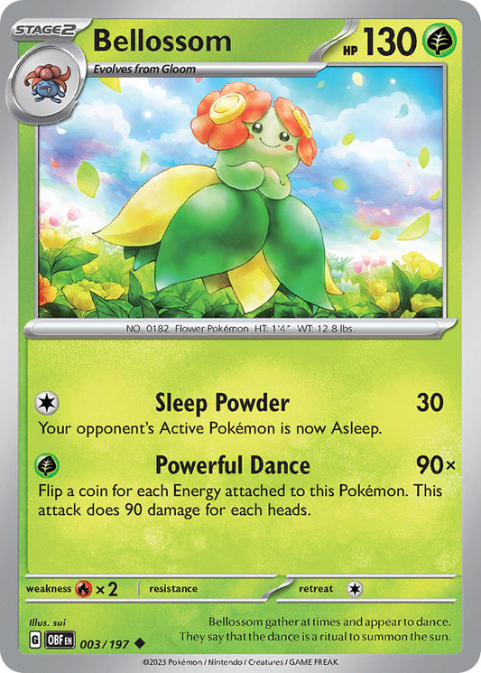 (003/197) Pokemon TCG Obsidian Flames Single: Bellossom  Reverse Holo Uncommon