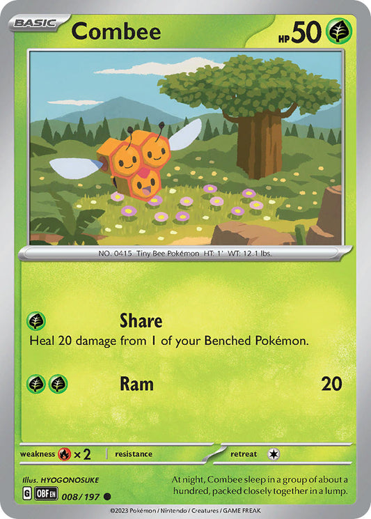 (008/197) Pokemon TCG Obsidian Flames Single: Combee  Reverse Holo Common