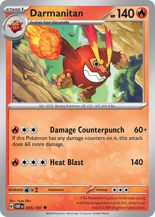 (035/197) Pokemon TCG Obsidian Flames Single: Darmanitan  Reverse Holo Uncommon