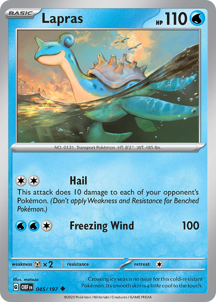 (045/197) Pokemon TCG Obsidian Flames Single: Lapras  Reverse Holo Uncommon