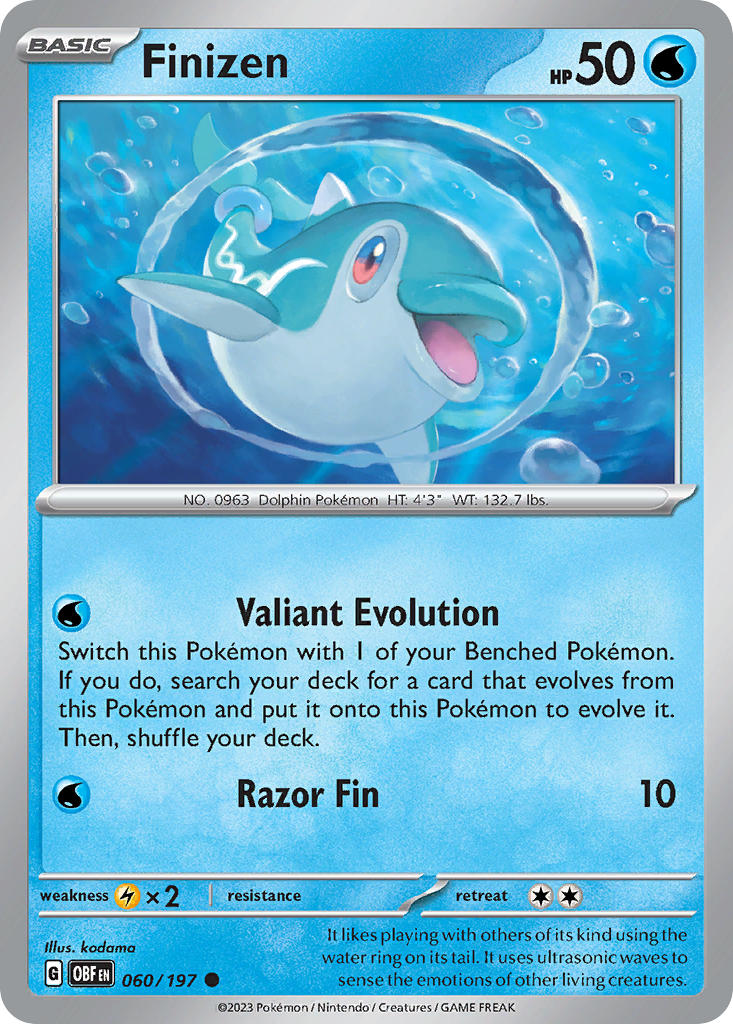 (060/197) Pokemon TCG Obsidian Flames Single: Finizen  Reverse Holo Common