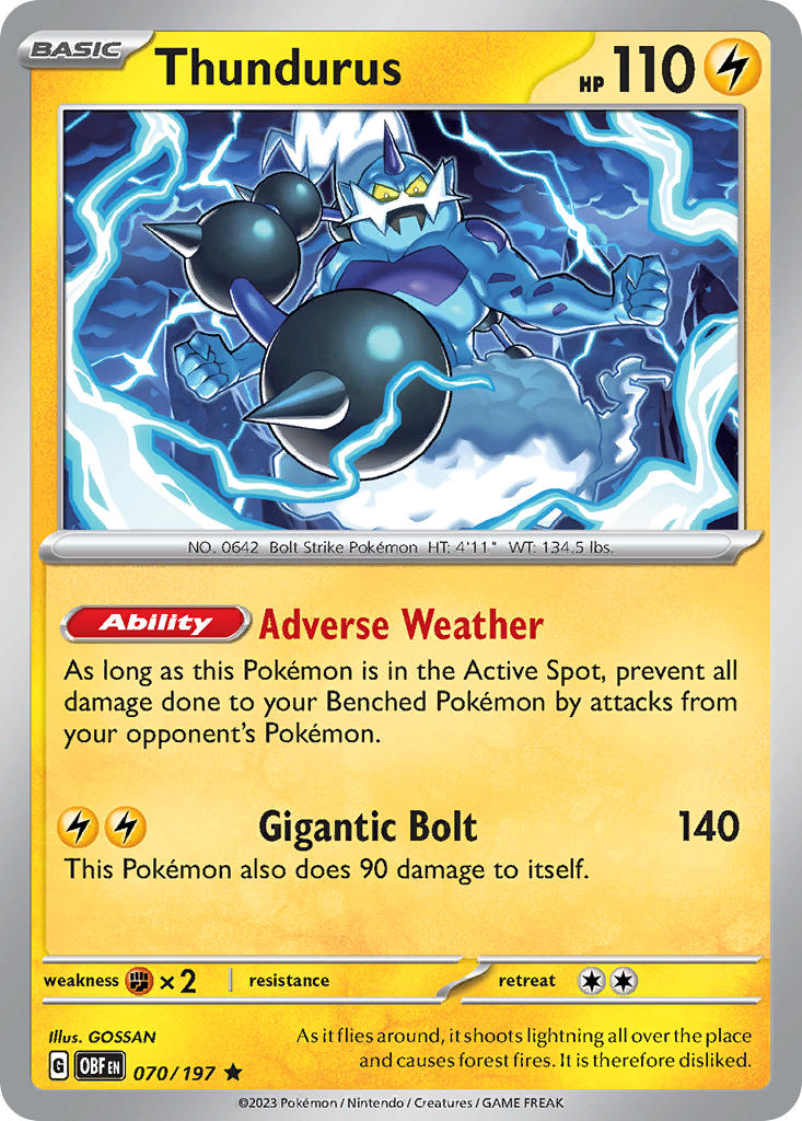 (070/197) Pokemon TCG Obsidian Flames Single: Thundurus   Rare