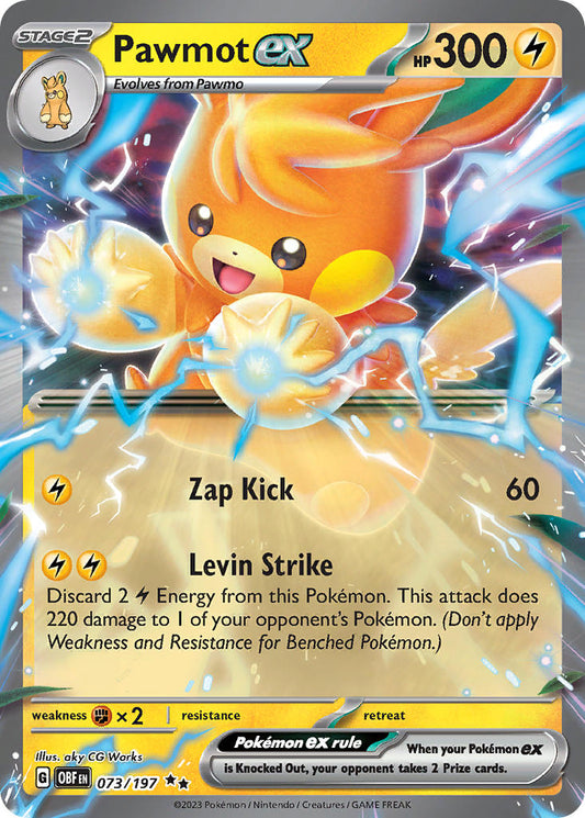 (073/197) Pokemon TCG Obsidian Flames Single: Pawmot ex   Double Rare