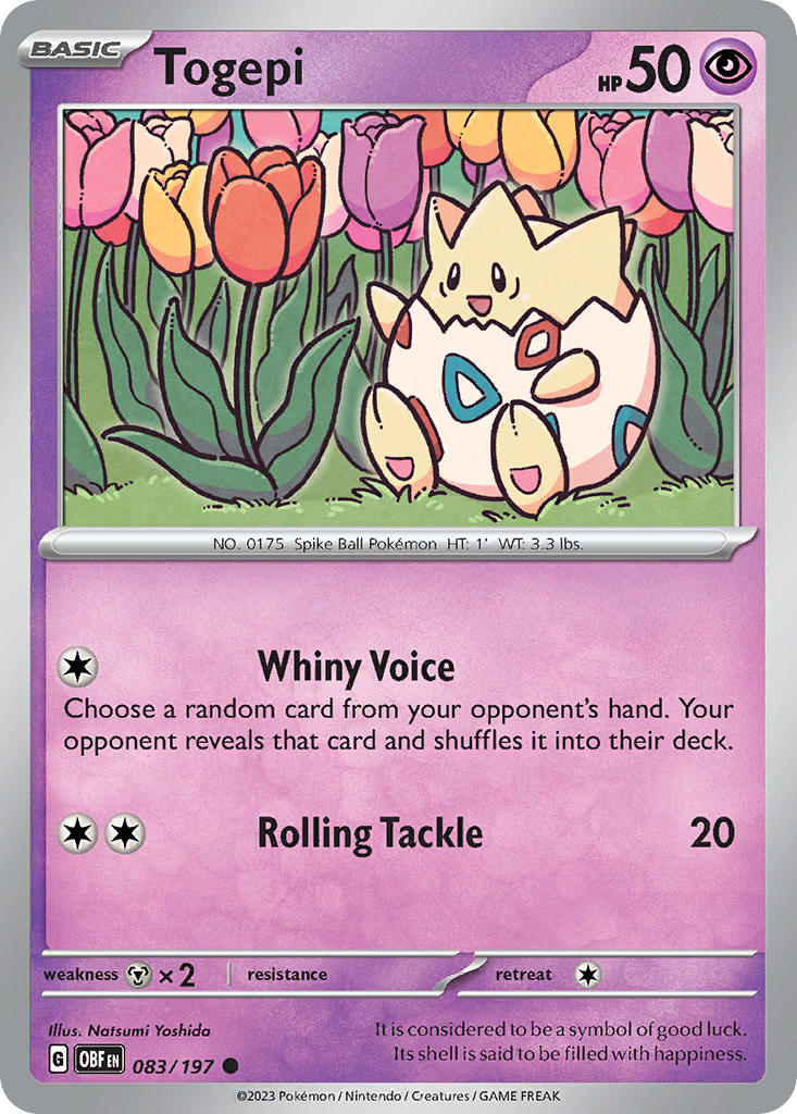 (083/197) Pokemon TCG Obsidian Flames Single: Togepi  Reverse Holo Common