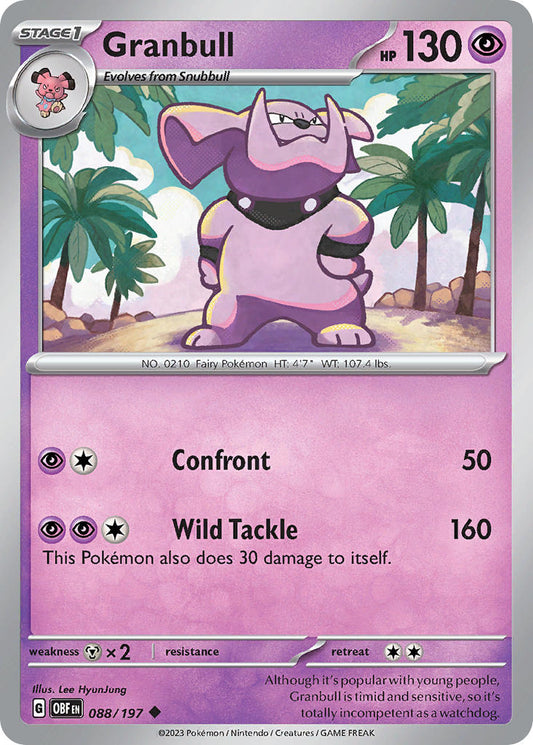 (088/197) Pokemon TCG Obsidian Flames Single: Granbull  Reverse Holo Uncommon