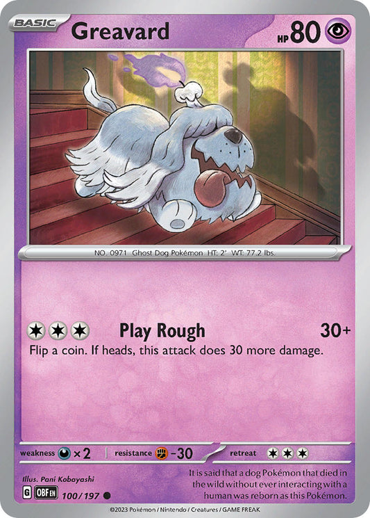 (100/197) Pokemon TCG Obsidian Flames Single: Greavard  Reverse Holo Common