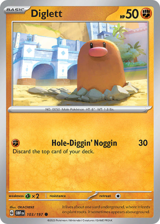 (103/197) Pokemon TCG Obsidian Flames Single: Diglett  Reverse Holo Common
