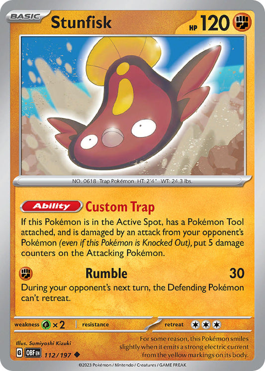 (112/197) Pokemon TCG Obsidian Flames Single: Stunfisk  Reverse Holo Uncommon