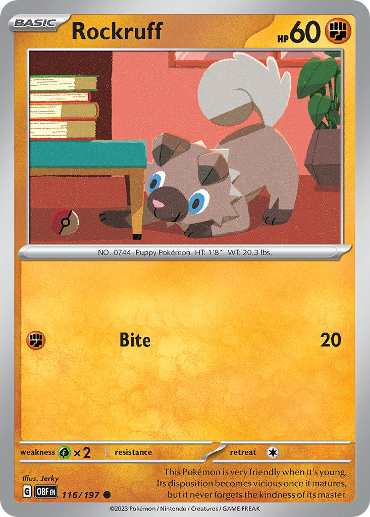 (116/197) Pokemon TCG Obsidian Flames Single: Rockruff   Common