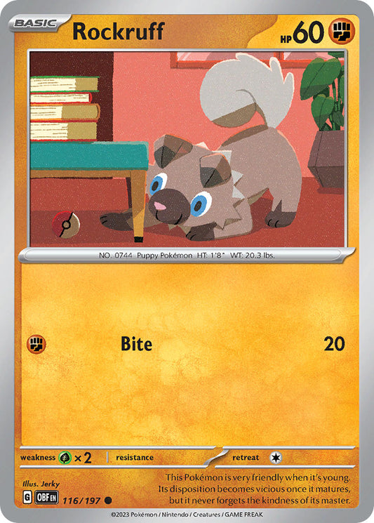 (116/197) Pokemon TCG Obsidian Flames Single: Rockruff  Reverse Holo Common