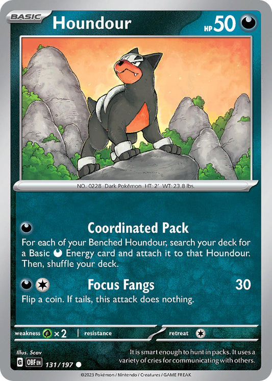 (131/197) Pokemon TCG Obsidian Flames Single: Houndour  Reverse Holo Common