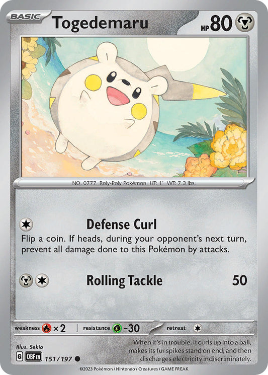 (151/197) Pokemon TCG Obsidian Flames Single: Togedemaru  Reverse Holo Common