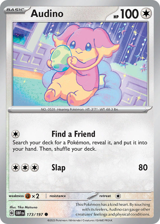 (173/197) Pokemon TCG Obsidian Flames Single: Audino  Reverse Holo Common