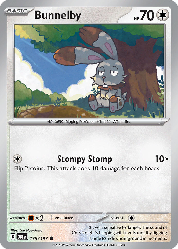 (175/197) Pokemon TCG Obsidian Flames Single: Bunnelby   Common